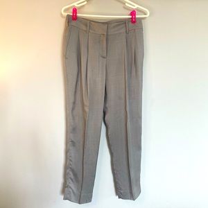 Vintage Designer Label Vera Wang 100% Pure Silk Dress Pants Silver Grey Pleated